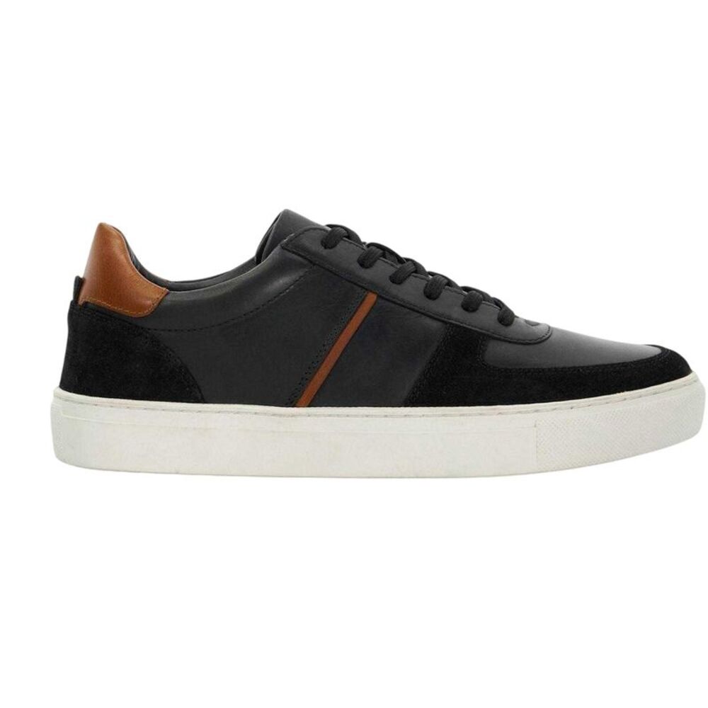 Dune London Mens Theron Leather Sneakers / Black
